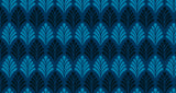 Art Deco fan pattern design file showing detailed geometric motifs in rich blue tones