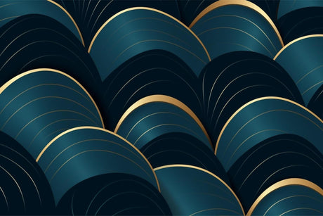 Art deco wallpaper design file showing detailed teal background with golden arch pattern