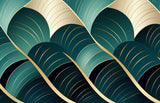 Design file showing emerald green and gold geometric leaf pattern detail