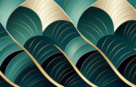 Design file showing emerald green and gold geometric leaf pattern detail