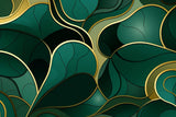 Design file of emerald green art deco wallpaper with gold geometric pattern