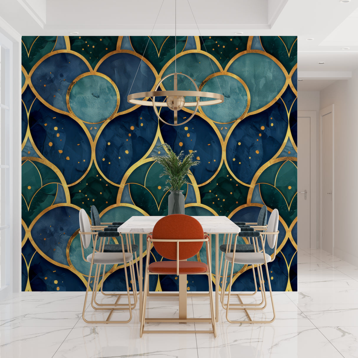 Geometric art deco pattern adding luxury feel to hotel lobby
