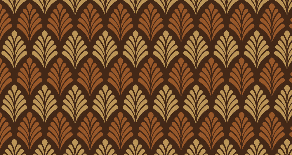 Art deco geometric fan pattern design file showing intricate brown and gold details