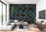 Art deco wall mural adding sophistication to an entrance hallway
