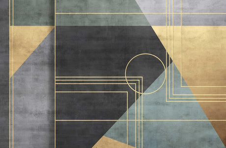 Art deco geometric pattern design file showing detailed gold and green motifs