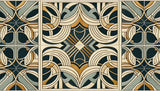 Green and gold art deco geometric pattern design file showing intricate details and flowing shapes