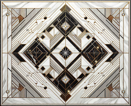 Art deco geometric marble and gold design file showing intricate pattern details