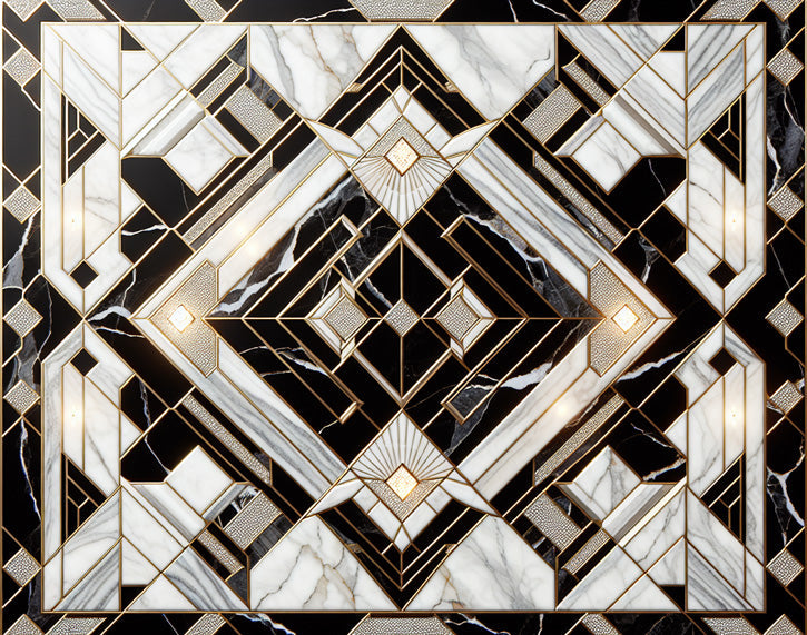 Art Deco geometric marble and gold pattern design file showing intricate details and textures