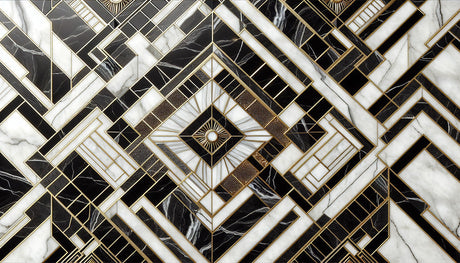 Black and gold marble geometric design file showing intricate Art Deco pattern details