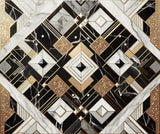 Art Deco geometric marble wallpaper design file with gold accents and black and white marble textures