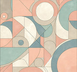Art Deco geometric wallpaper design file showing pastel circles and curved lines pattern