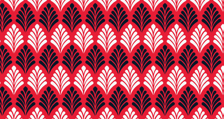 Art deco geometric fan pattern design file showing red and black repeating motif