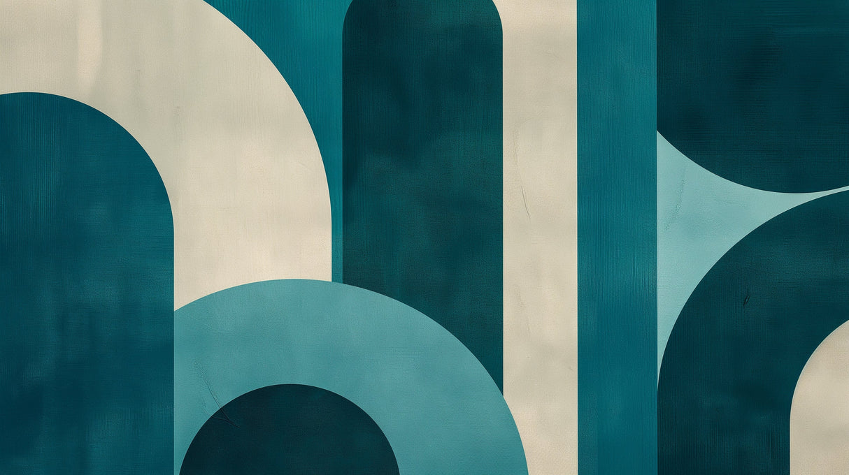 Art deco teal and beige arch pattern design file showing seamless geometric layout