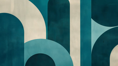Art deco teal and beige arch pattern design file showing seamless geometric layout