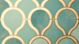Art deco geometric pattern design file showing intricate turquoise and gold curved details