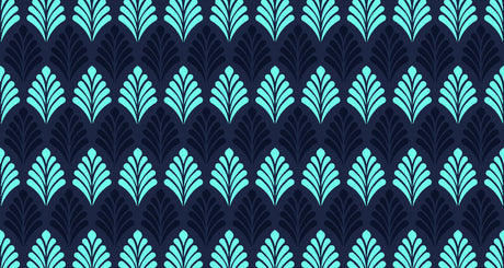 Art Deco geometric fan pattern design file showing turquoise and navy color scheme