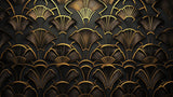 Art deco gold fan pattern design file showing intricate details on black background