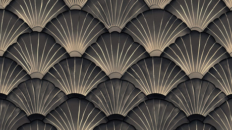 Art deco fan pattern design file showing gold geometric details on grey background