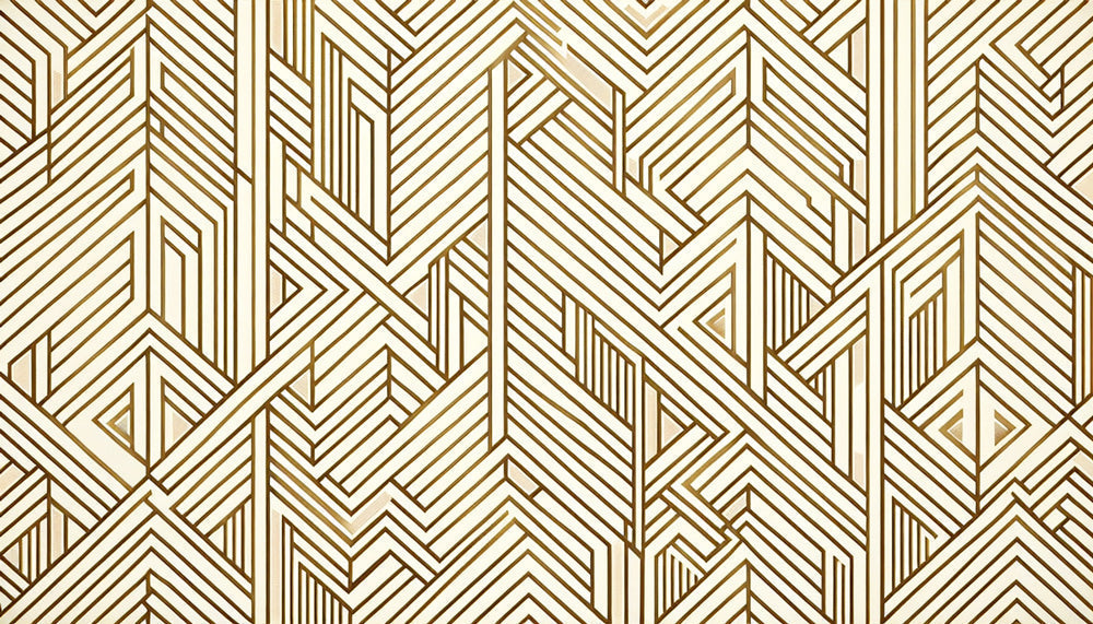 Art Deco gold geometric pattern design file showing intricate line details and cream background