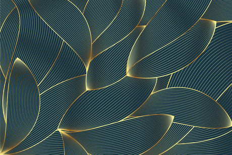 Art deco wallpaper design file showing gold linear pattern on petrol blue background