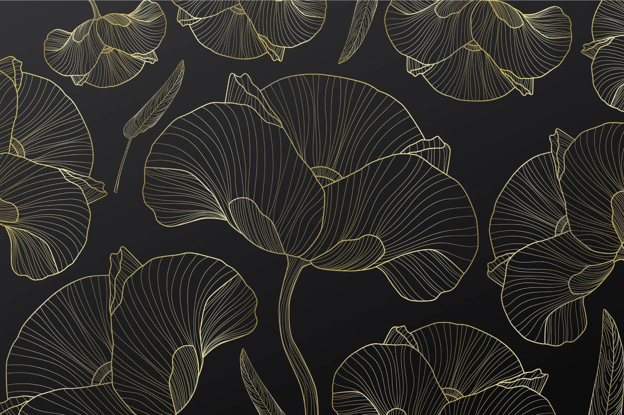 Design file showing detailed gold Ginkgo leaf pattern on black background