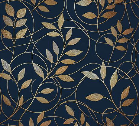Art Deco golden leaves design file showing detailed pattern on navy blue background