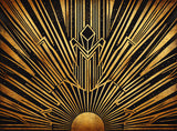 Art deco geometric sunburst pattern design file showing intricate gold details on black background
