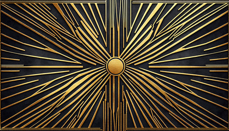 Art Deco golden sunburst pattern design file showing intricate geometric details and metallic finish