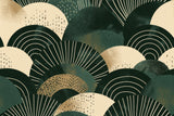 Art deco geometric pattern design file showing intricate gold and green fan details