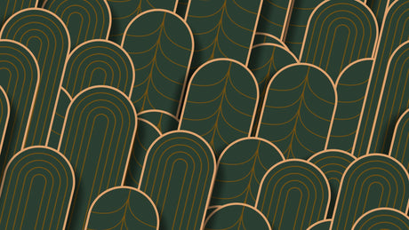 Art deco geometric pattern design file showing detailed green and gold motifs