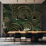 Spiral pattern art deco wallpaper making statement in home office space