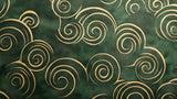 Art deco spiral pattern design file showing detailed green and gold motifs