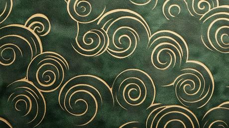 Art deco spiral pattern design file showing detailed green and gold motifs