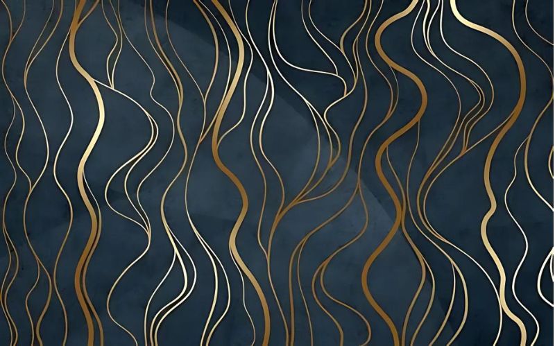 Gold wave pattern on navy background design file showing intricate art deco details