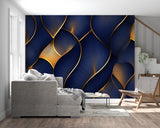 Luxury art deco wallpaper making statement in dining room with crystal chandelier