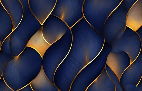 Navy blue and gold abstract art deco wallpaper design file showing intricate pattern details