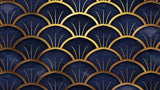 Art Deco fan pattern design file showing detailed navy and gold geometric motif