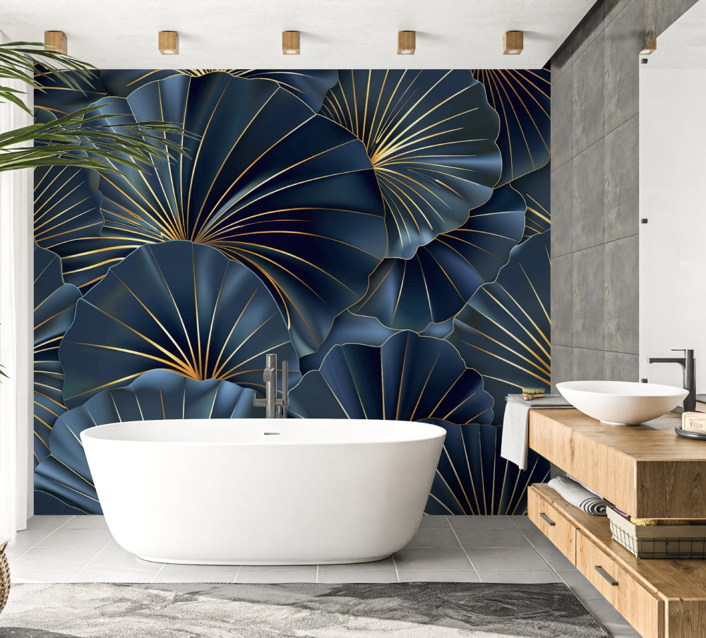 Art deco fan wallpaper making a statement in a luxury dining room