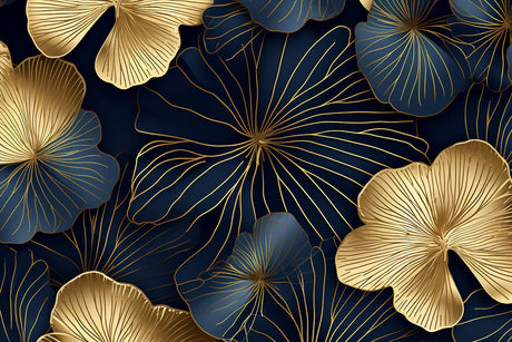 Art Deco navy and gold floral pattern design file showing intricate details