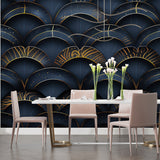 Geometric art deco pattern wallpaper adding luxury to master bedroom