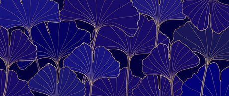 Art Deco ginkgo leaves design file showing detailed gold pattern on navy background