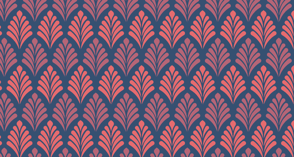 Art deco pink fan pattern design file showing intricate geometric details and rich navy background
