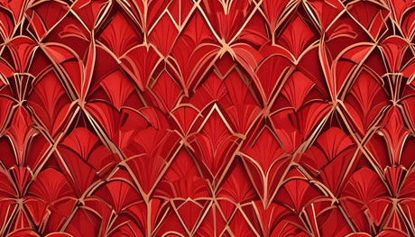 Art deco geometric fan pattern design file showing intricate red and gold details