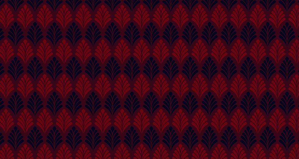 Art Deco red feather pattern design file showing intricate geometric details