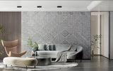 Luxurious Art Deco Quatrefoil Pattern Wallpaper in master bedroom with soft lighting
