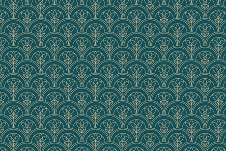 Art Deco geometric floral pattern design file showing teal background with intricate gold details