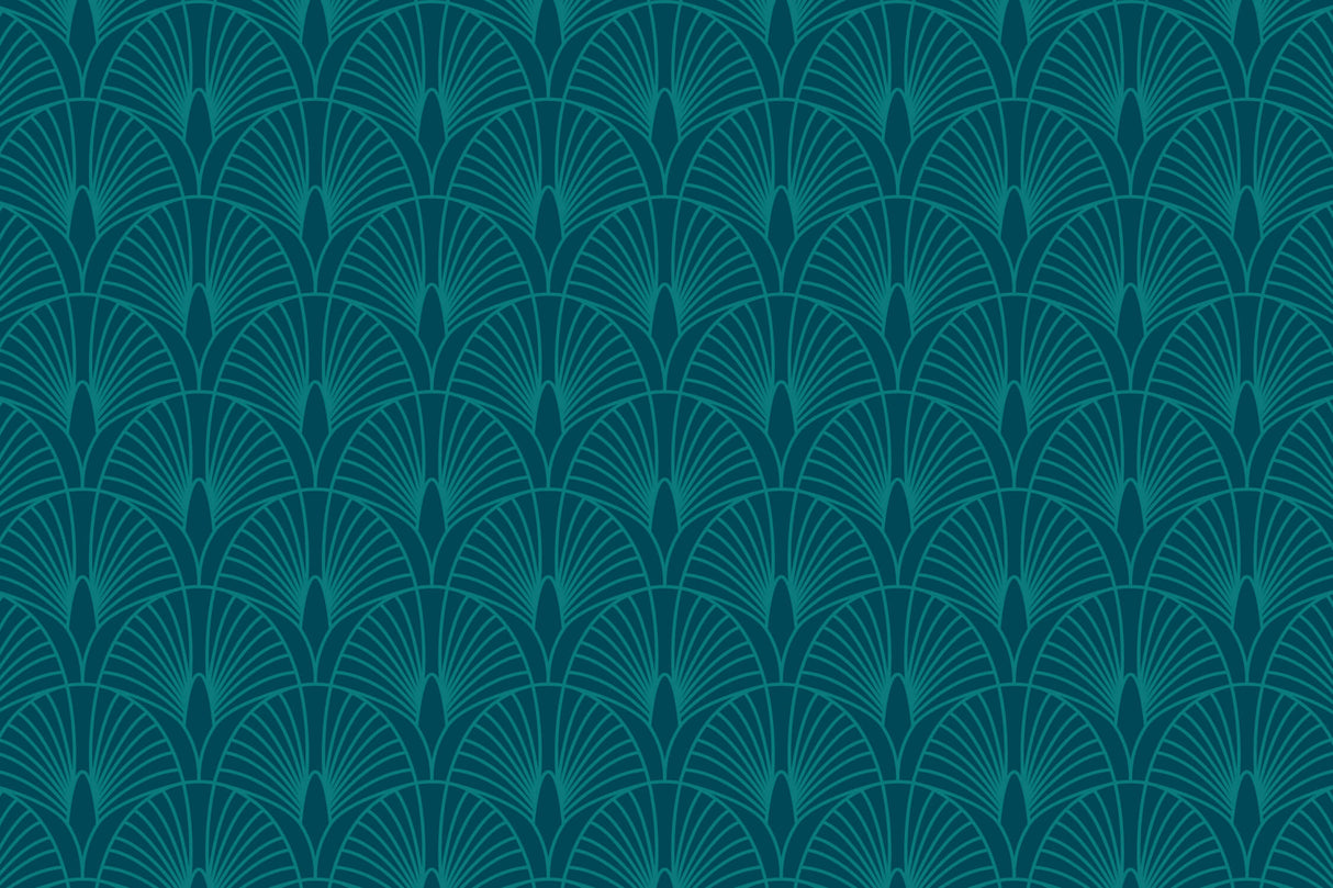 Art deco fan pattern wallpaper design file showing intricate teal geometric details