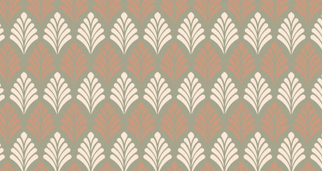 Art deco fan pattern design file showing detailed geometric pattern in terracotta and sage green