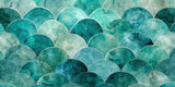 Turquoise watercolor scale pattern design file showing intricate art deco details