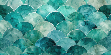 Turquoise watercolor scale pattern design file showing intricate art deco details